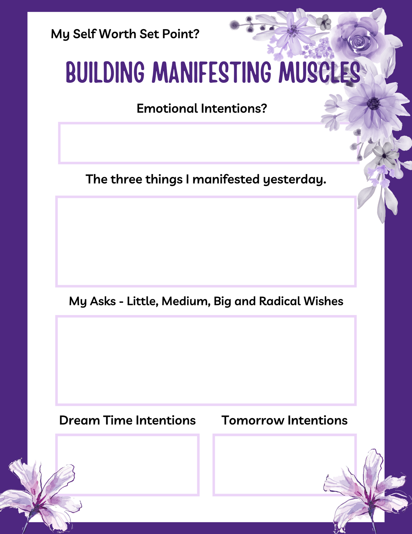 Building Manifesting Muscles - FREEBIE -  Refillable Worksheet